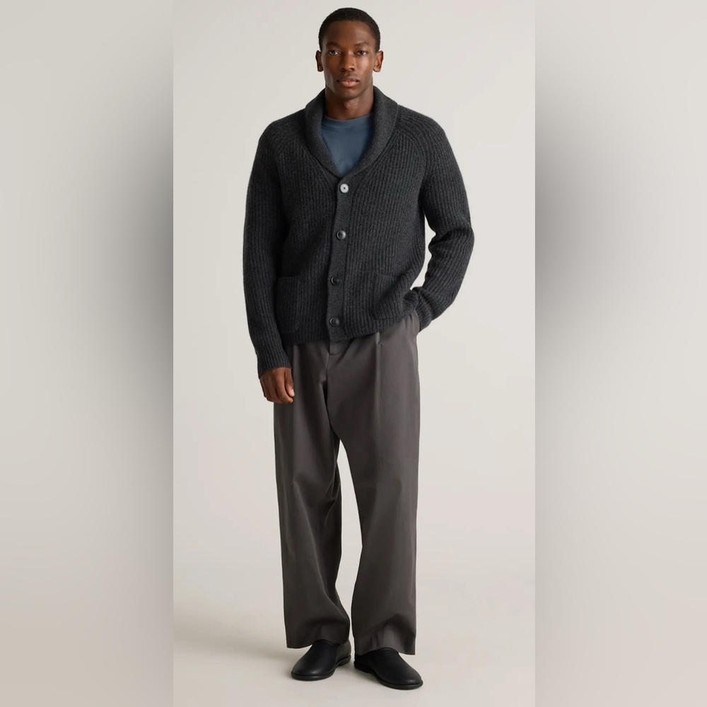 Quince 100% Mongolian Cashmere Shawl Collar Mens size Medium Cardigan Sweater - Picture 3 of 14